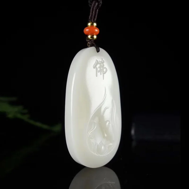 Hetian White from Mountain Goddess Men's Smiling Buddha Pendant Jade