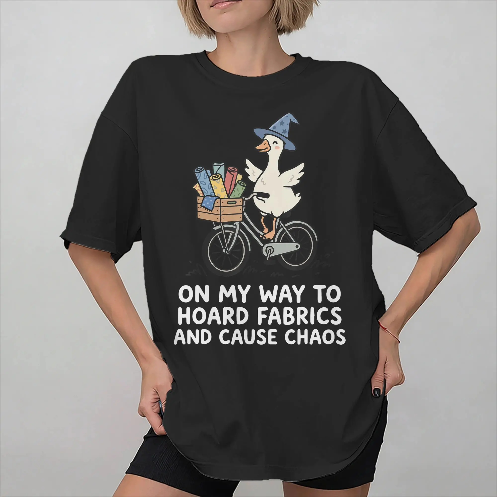 Fashion On My Way to Hoard Fabrics and Cause Chaos T Shirt For Unisex  Pure Cotton T-shirts Short Sleeve Clothing