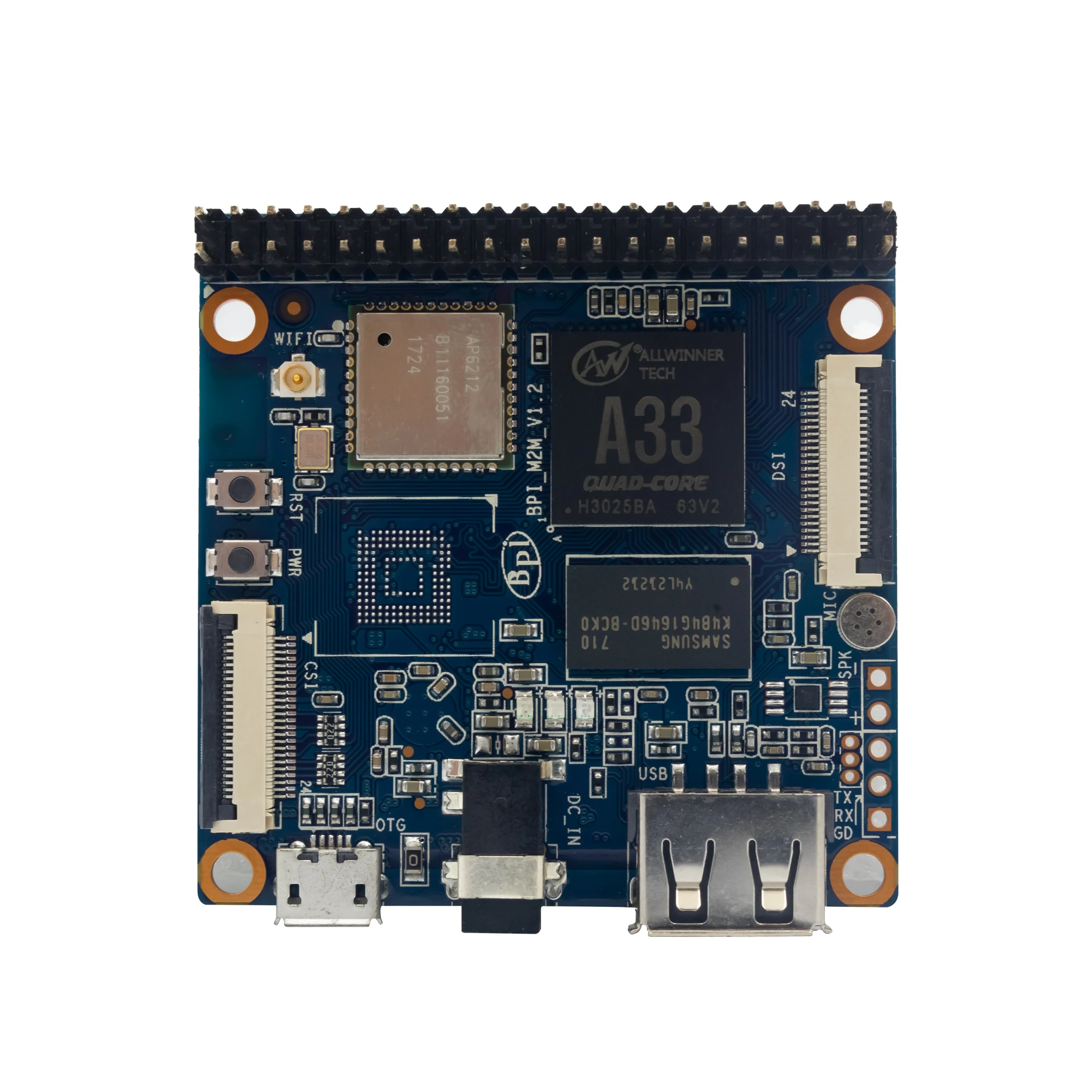 Banana PI BPI-M2M Allwinner A33 Quad Core, Suporte CSI, DSI, Wi-Fi, BT 4.0, Android 6.0, Linux, Ubuntu, Tina, 512MB, DDR3, Sem eMMC