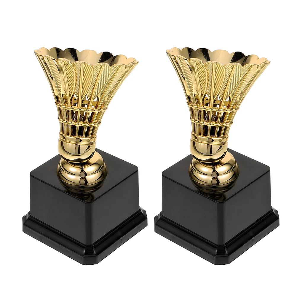 2 Pcs Badminton Trophy Model for Champion Decor Toy Exquisite Plastic Competition Child Kindergarten