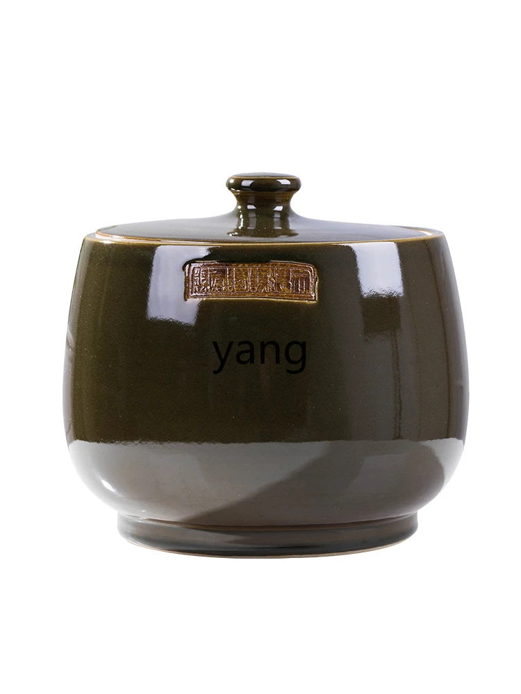 Yjq 10.00kg Ceramic Rice Jar with Lid Moisture-Proof Oil Tank Snack Dry Goods Brick Tea Storage Bucket Big VAT