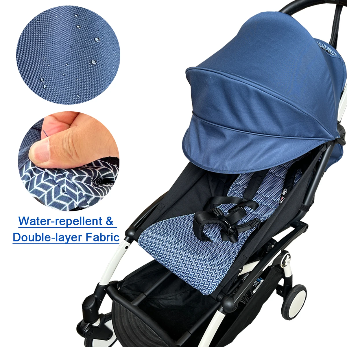 Man Tan Replacement Seat Cushion & Canopy Set Compatible With Babyzen YOYO/YOYO+/YOYO2/Stokke YOYO3 Stroller, With Support Rods