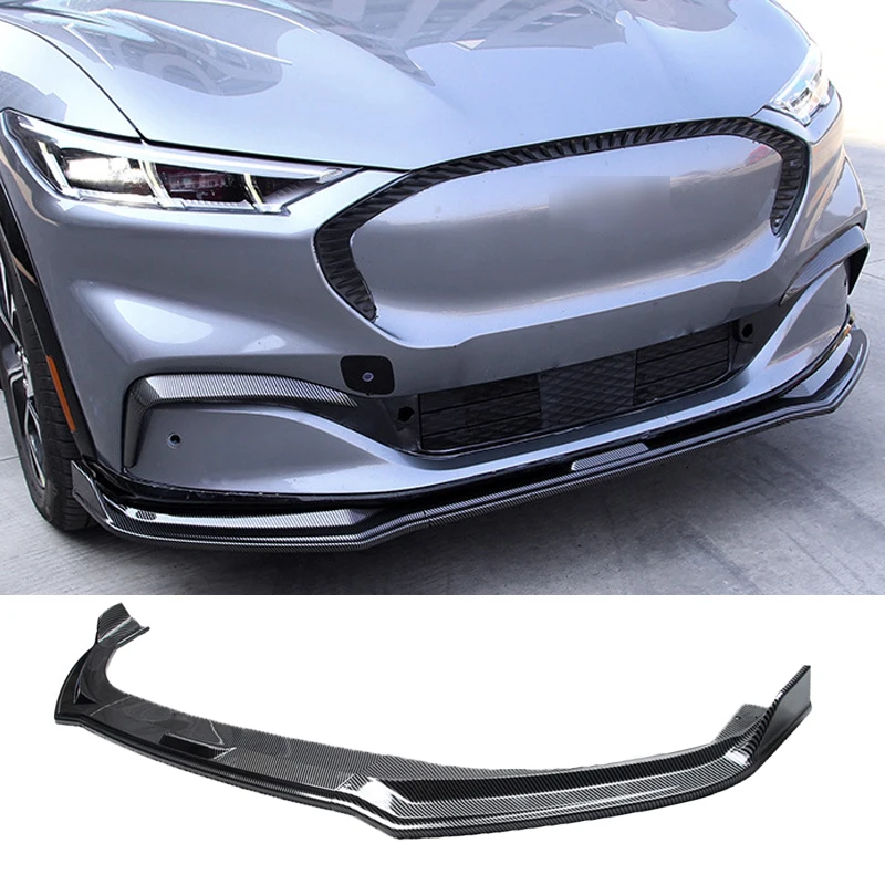 Front Bumper Lip Spoiler Splitters Cover Bodykit Side Skirt FOR 2021+ Ford Mustang Mach-E Mache Carbon Fibr ABS  Car Accessories