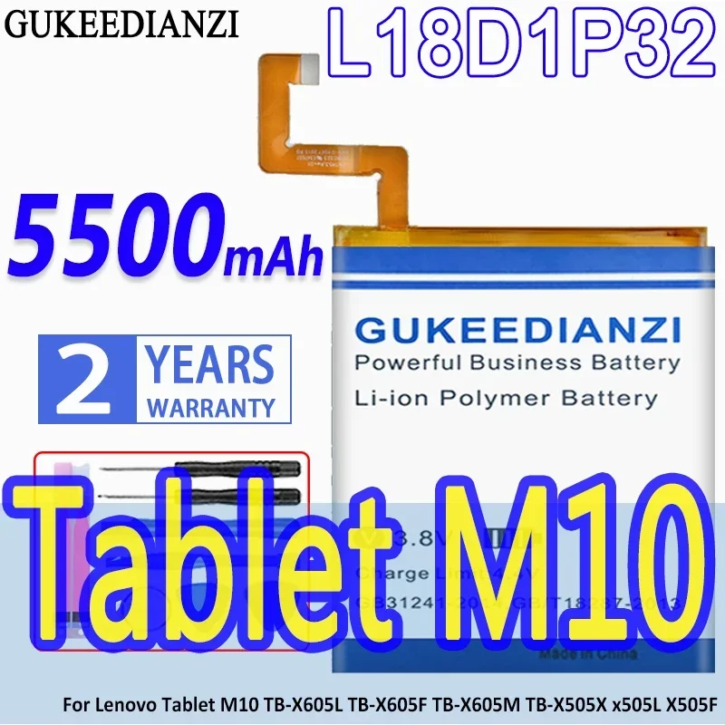 GUKEEDIANZI Battery L19D1P32 5500/6250mAh For Lenovo Tab M10 TB-X505X X505L TB-X605L TB-X605F TB-X605M Tablet x505L X5