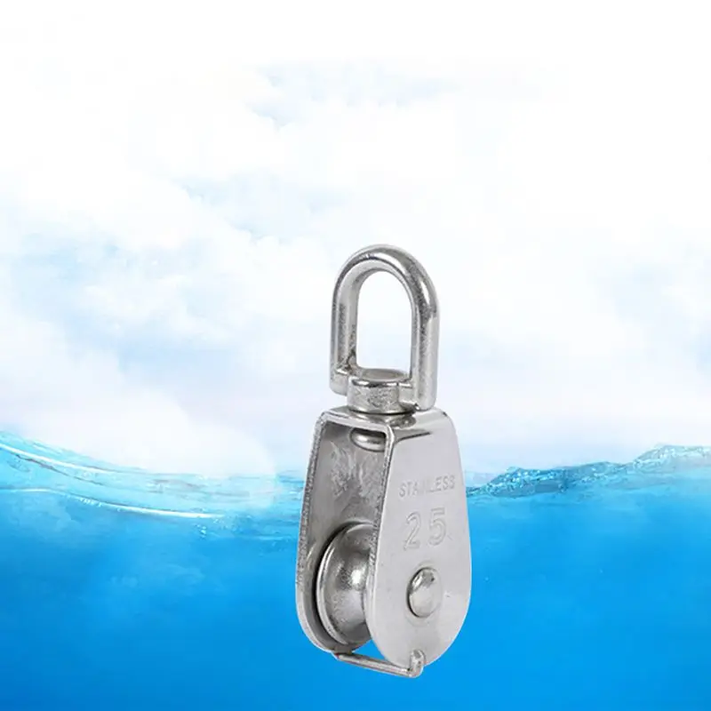 Swivel Pulley M15 M20 M25 M32 Lifting Single Pulley Roller Stainless Steel Heavy Duty Single Wheel Swivel Lifting Rope Pulley