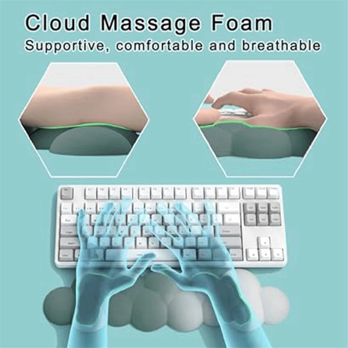 H-Keyboard Wrist Rest Pad, Ergonomic Design Effective Wrist Pain Relief Arm Rest Desk, Cute Cloud Decoration Gift