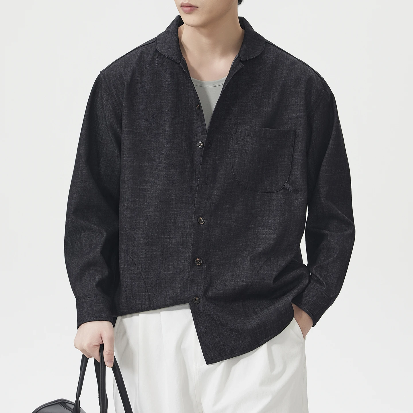 

Men Fashion Vintage Long Sleeve Loose Casual Commute Shirt Man Japanese Korean Streetwear Shirts Clothes