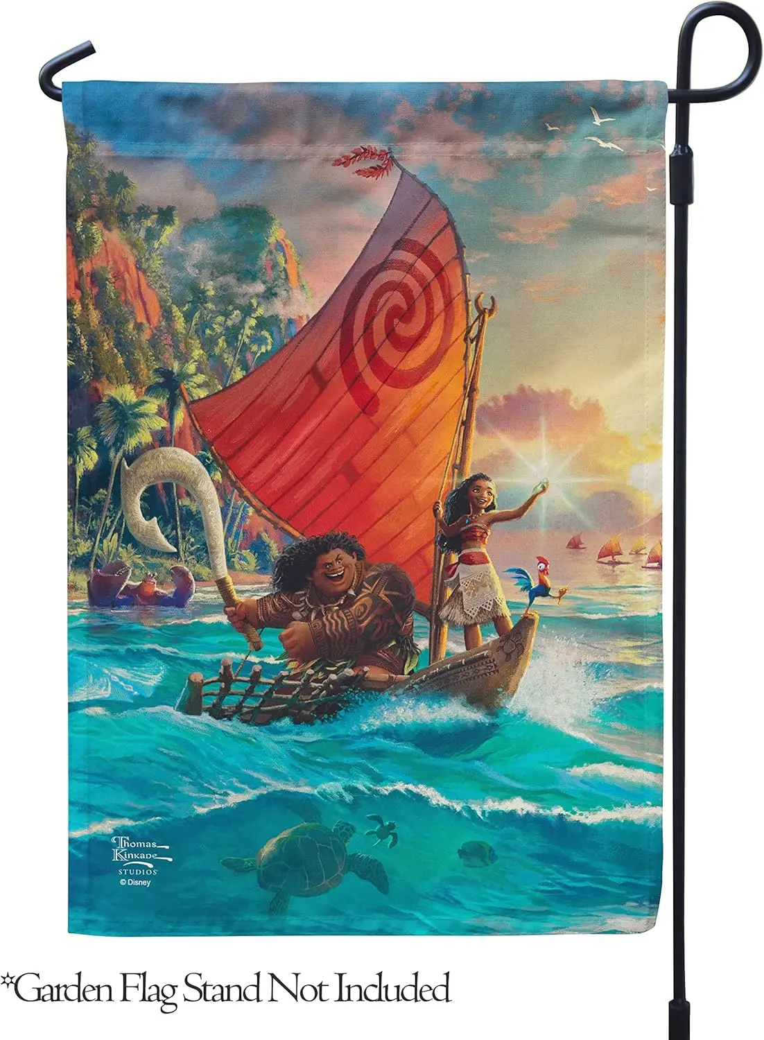 Flagology.com, Thomas Kinkade, Disney, Moana – Garden Flag ;, Outdoor Flag, Exclusive Premium Fabric, Licensed Thomas Kinkade Di