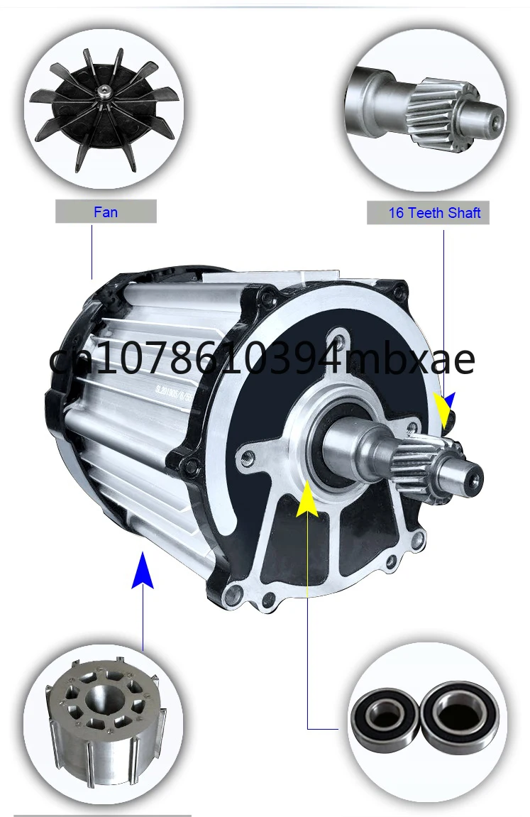 1500W 60V 72V BLDC Mid Mounting DC Brushless Motor for Electric Tricycle Car