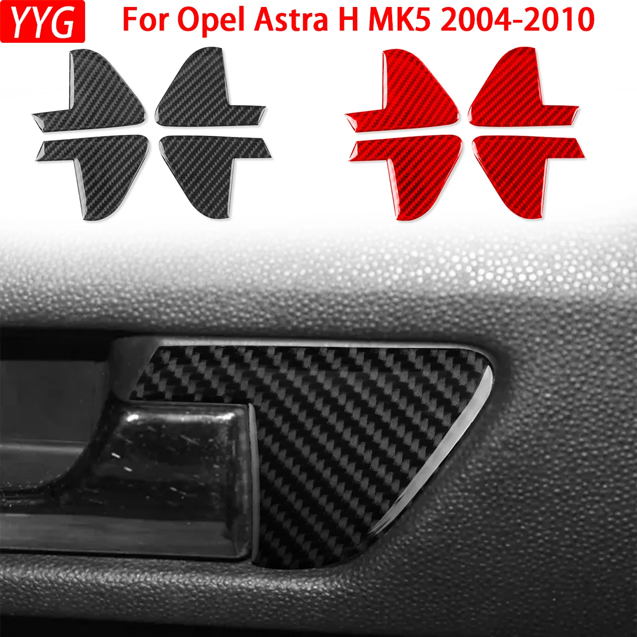 For Opel Astra H MK5 2004-2010 Carbon Fiber Automotive Interior Accessories Door Handle Panel Covers Decorative Stickers