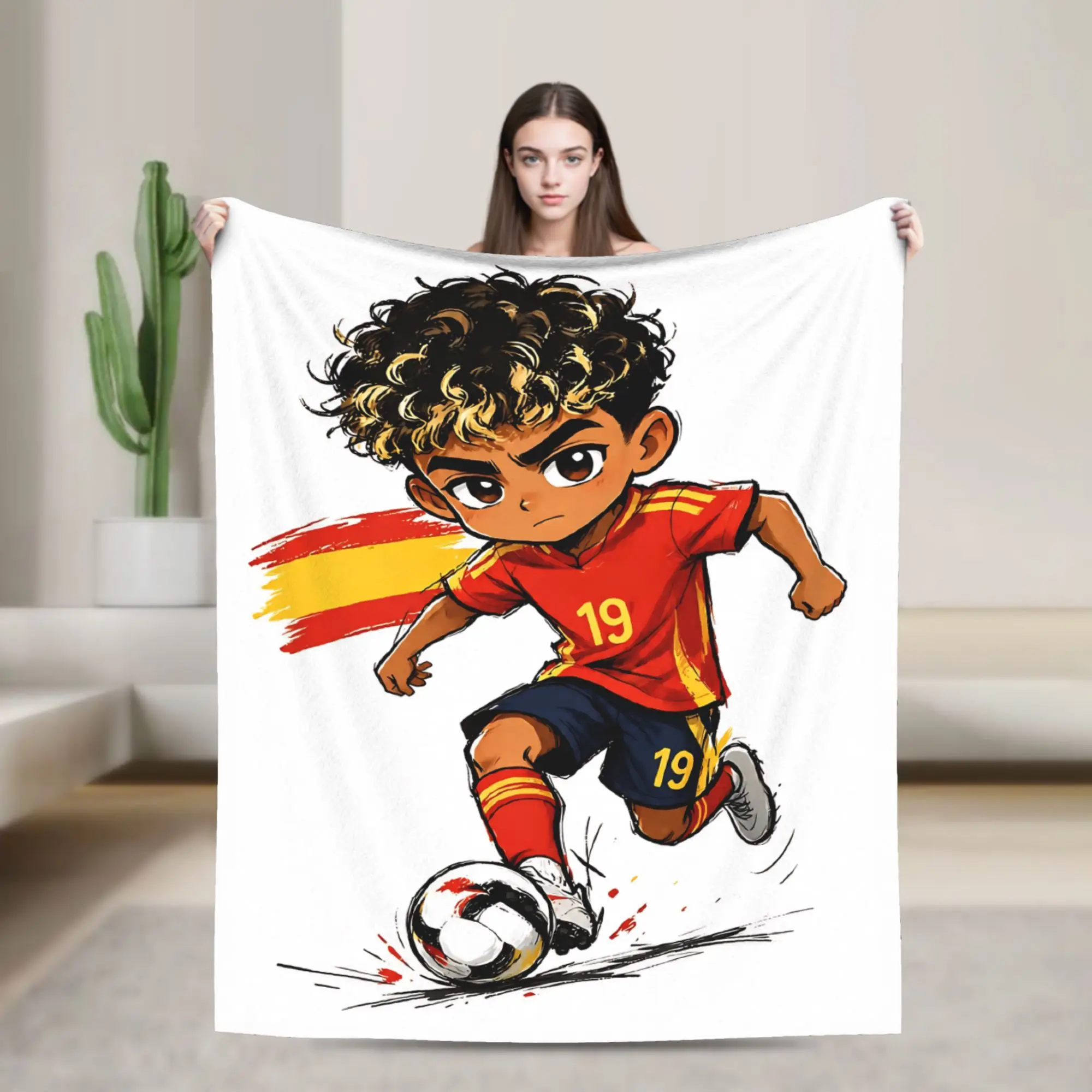 Spain Soccer Football Player Spanish Knitted Blankets   Plush Throw Blankets Bed Sofa Decoration Lightweight Bedsprea