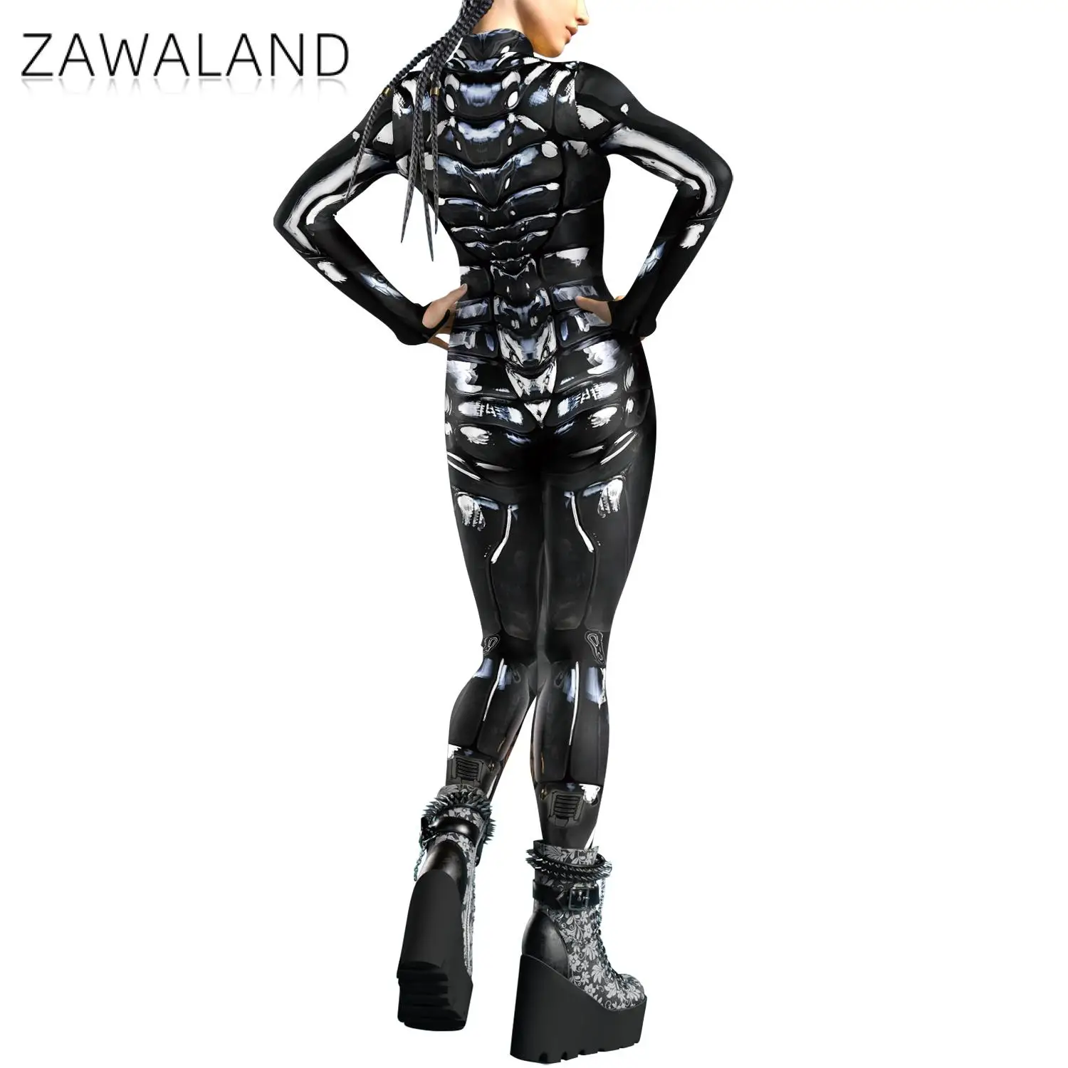 Zawaland Punk kobieta body drukowanie 3D Cyberpunk Halloween mężczyzna seksowne elastyczne kostiumy Cosplay Steampunk Catsuit kombinezony