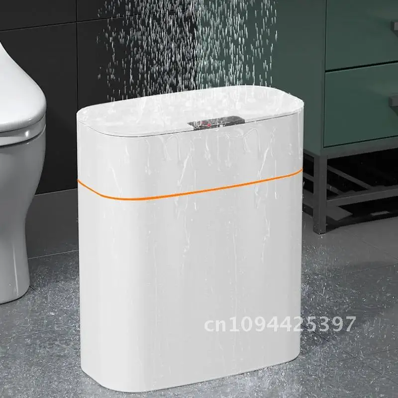 Automatic Intelligent Smart Trash Can Sensor Kitchen Trash Bin with Lid Household Bedroom Bathroom Narrow Gap Waste Garbage Bin