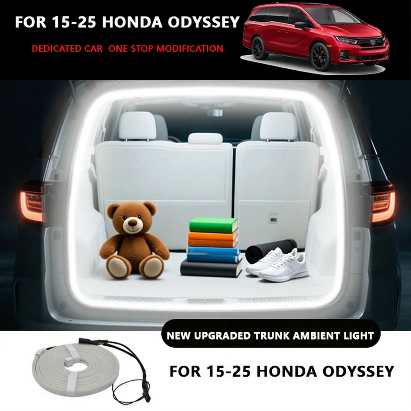 

FOR 2015-2025 HONDA ODYSSEY Rear Trunk LED Light Bar Strips Trunk Interior Decorative Lamp Strip Luggage Atmosphere Light