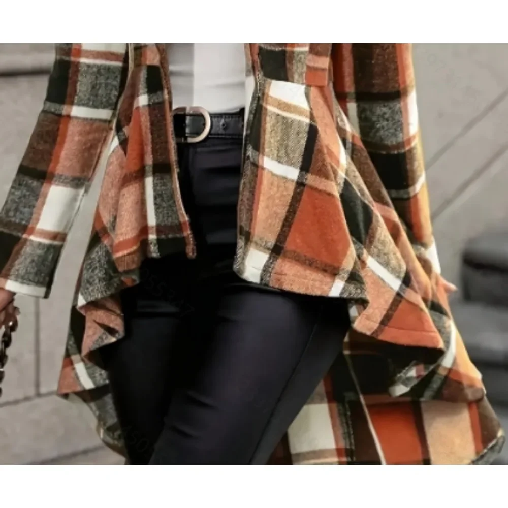 حجم كبير 1XL-5XL المرأة طويلة الأكمام زر غير النظامية هيم سترة أنيقة السيدات عادية زر وهمية الرقبة سترة #5