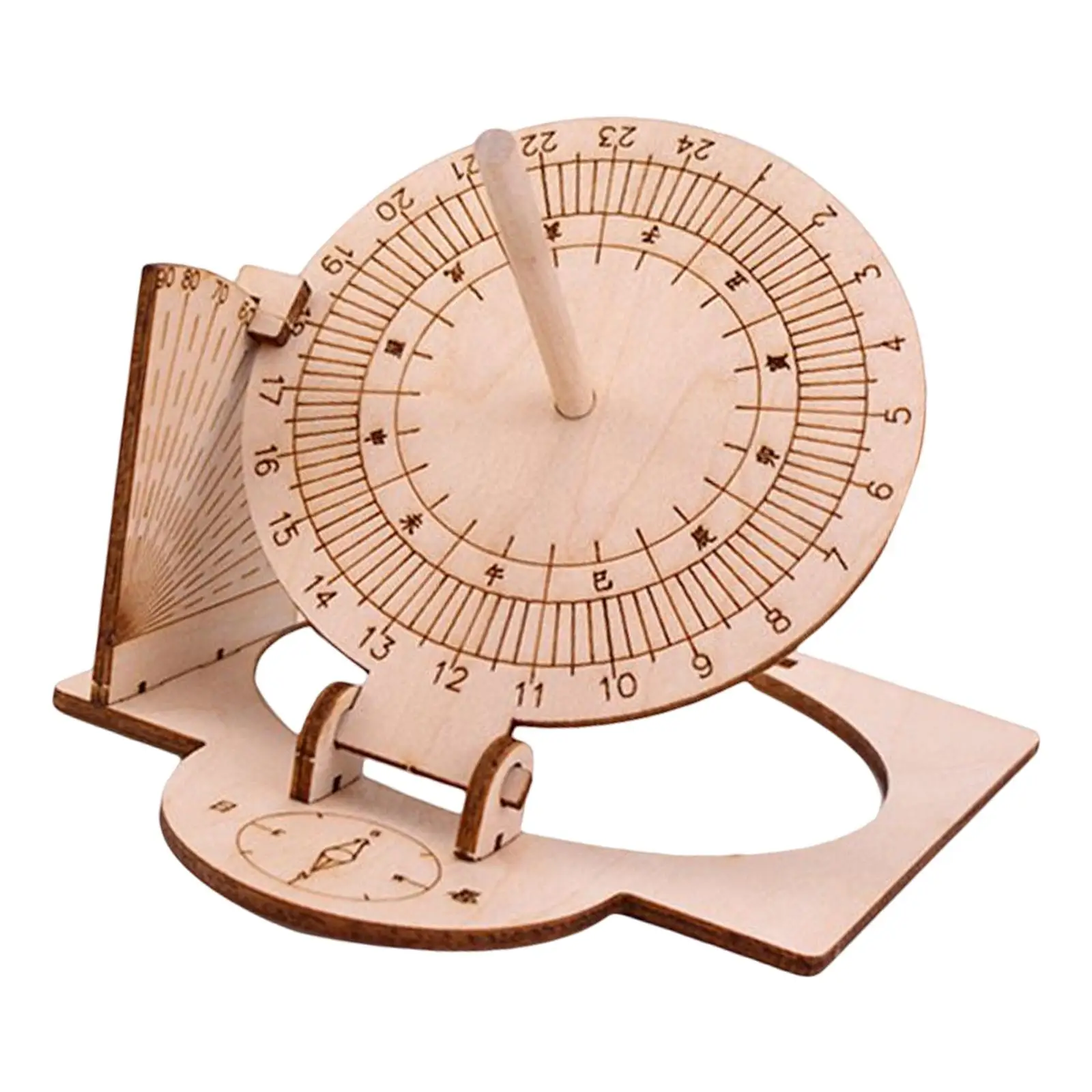 Equatorial Sundial Clock DIY Wooden Building Kit Children\'s Hand-assembled Model Teaching Material for Adults and Children