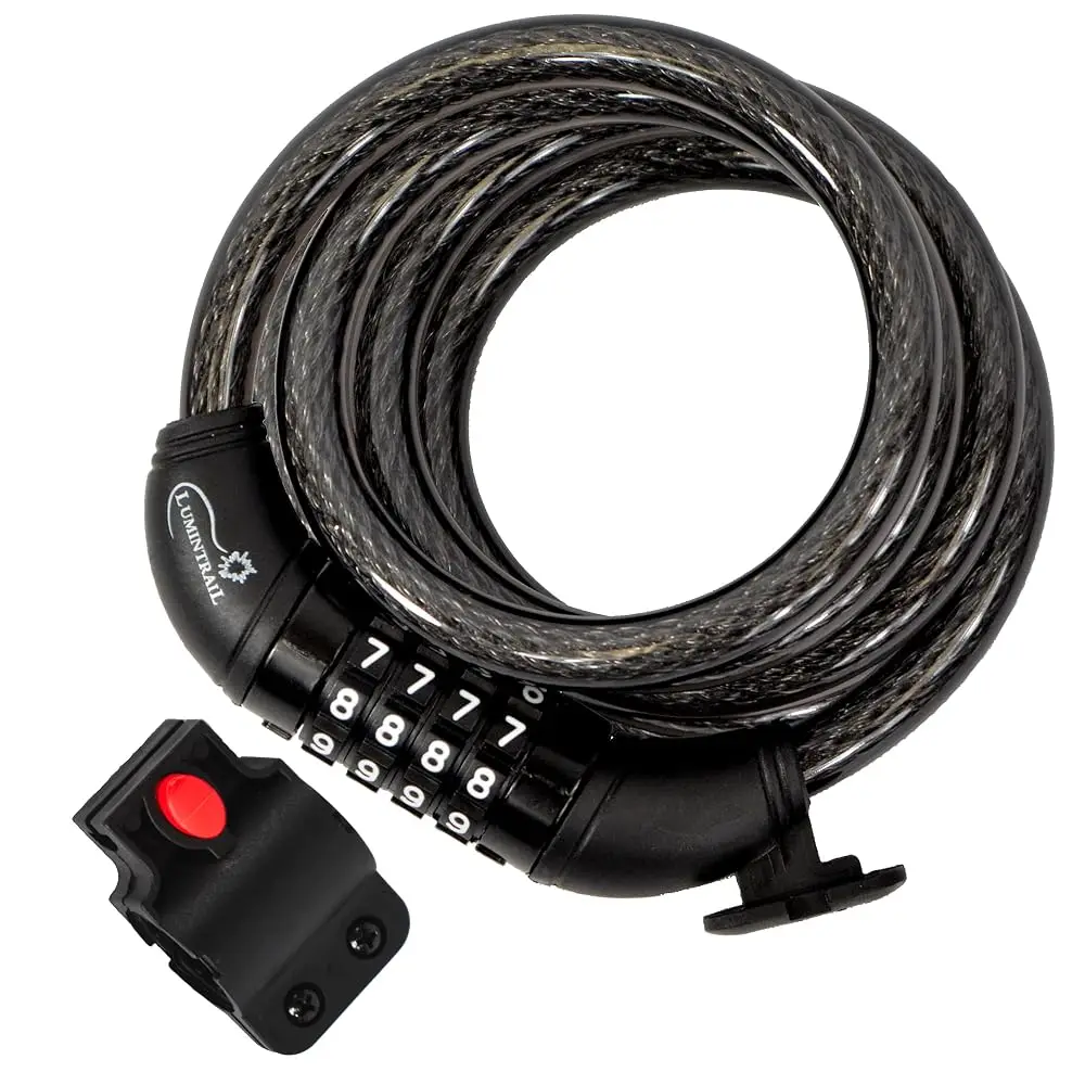 

Бесплатная доставка: Комбинированный тросовый замок для велосипеда (10 футов) – Сверхпрочный противоугонный замок с кодовым замком для велосипедных аксессуаров