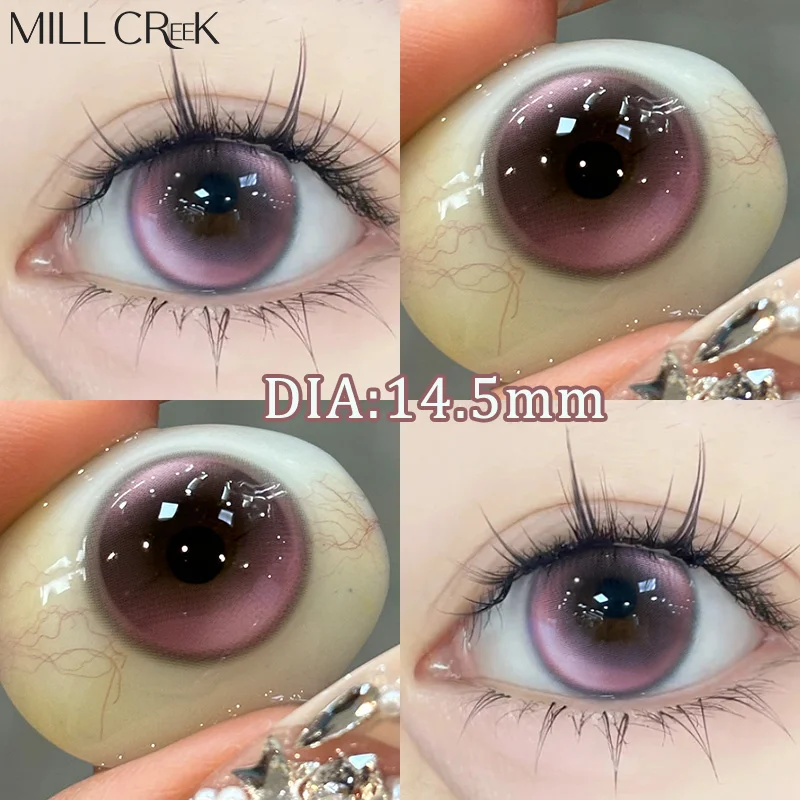 MILL CREEK 2PCS Koreanische Linsen Kontaktlinsen Blaue Schülerlinse mit verschreibungspflichtiger Myopie Bunte Kontaktlinsen Schönheit Weiche Linsen