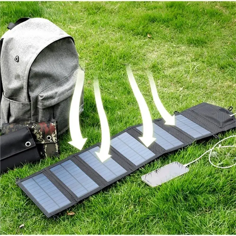6-Fold Foldable Solar Panel 5V USB Waterproof Portable For Phone Power Bank Outdoor Camping