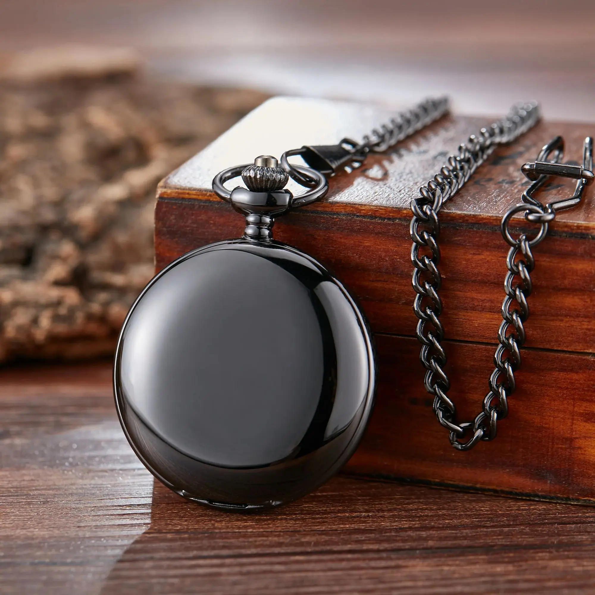 Classic double face hand winding mechanical pocket watch smooth surface hollowed Roman numeral men women mechanical pocket watch
