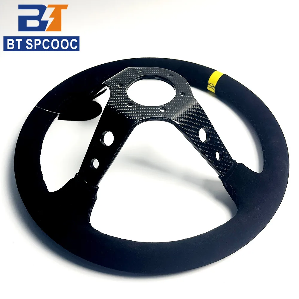 Carbon Fiber Steering Wheel 14inch 350mm Racing Drift Sports Suede Steering Wheel Deep Dish For Toyota Honda VW Ford