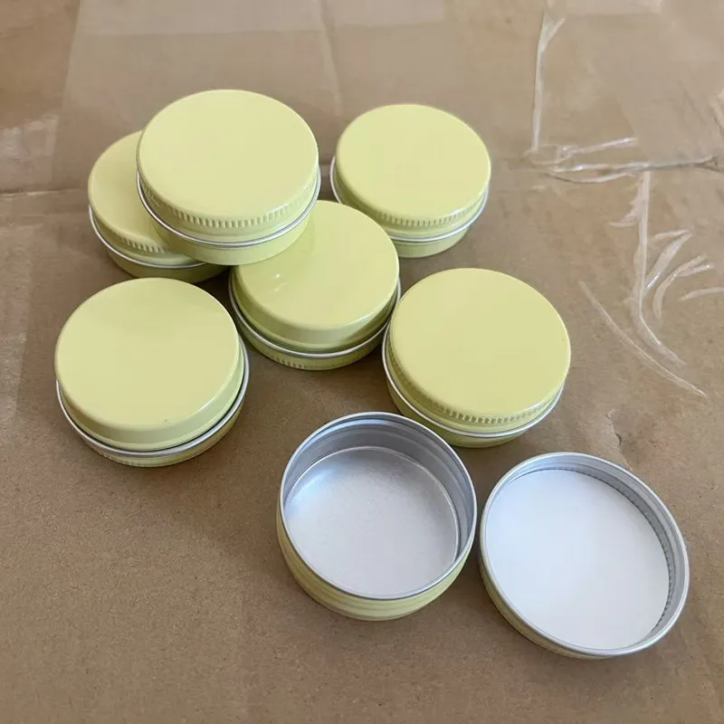 600pcs 15ml Yellow Aluminum Box Metal Tins Cans with Screw Lid DIY Candle Jars Lip Balm Oil Craem Containers Travel Sample Pot