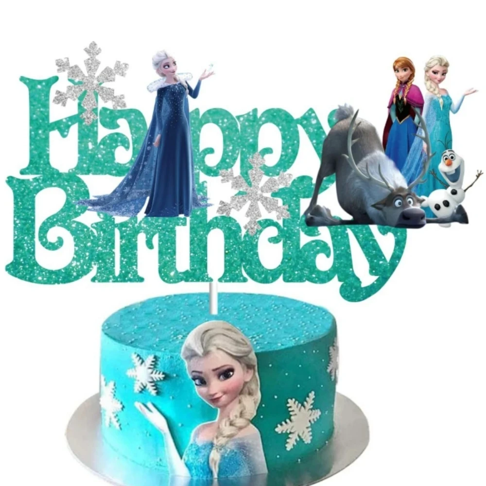 Perlengkapan pesta ulang tahun Disney Frozen Elsa, peralatan makan cangkir kue, Kit Topper, perlengkapan pesta pernikahan, Frozen Queen Anna