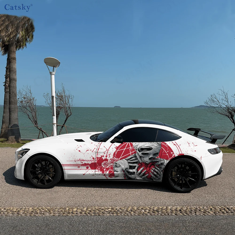 Colorful Skeleton Heart Car Vinyl Wraps Decal Self-adhesive PVC Sticker Suitable for Trucks SUV Decoration Auto Accessories Gift