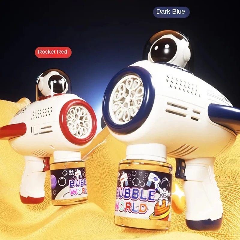 Bolle Pistola Macchina per bolle di sapone Lanciatore spaziale elettrico Regali per bambini Bolle completamente automatiche con zaino leggero Giocattolo per bambini