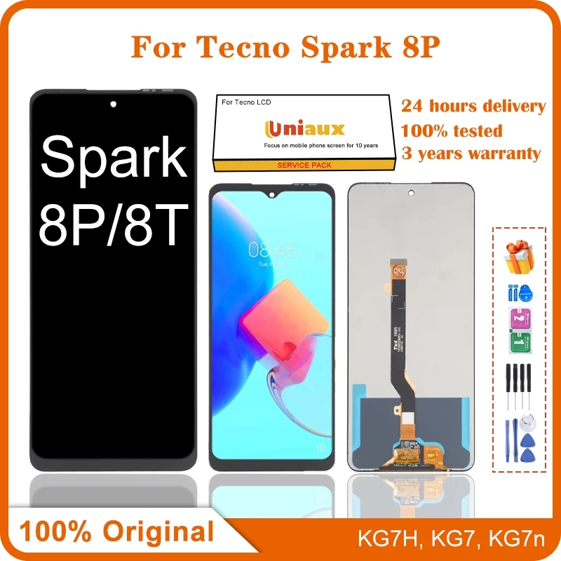 

6,6 "оригинальный для Tecno Spark 8P KG7 ЖК-дисплей кодирующий преобразователь сенсорного экрана в сборе новый для Tecno KG7H Ремонт Запасные части