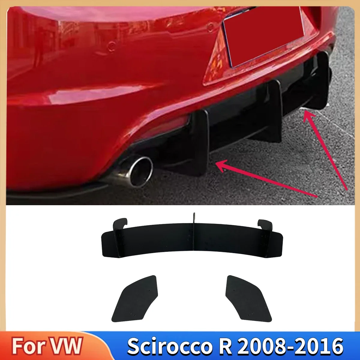 

Для VW Scirocco R 2008-2016 автомобильный задний бампер, диффузор, выхлопной кронштейн, 3 плавни, разделитель багажника, защита спойлера, губа, автозапчасти