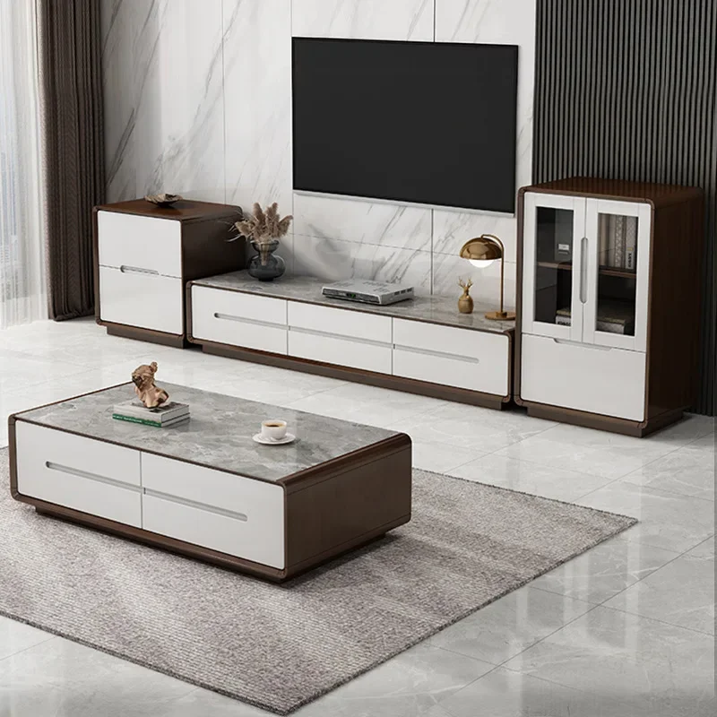 Portable Living Room TV Cabinet Wooden Shelves Storage Television Table Set Modern Style Fernseher Schrank Furniture MQ50DS