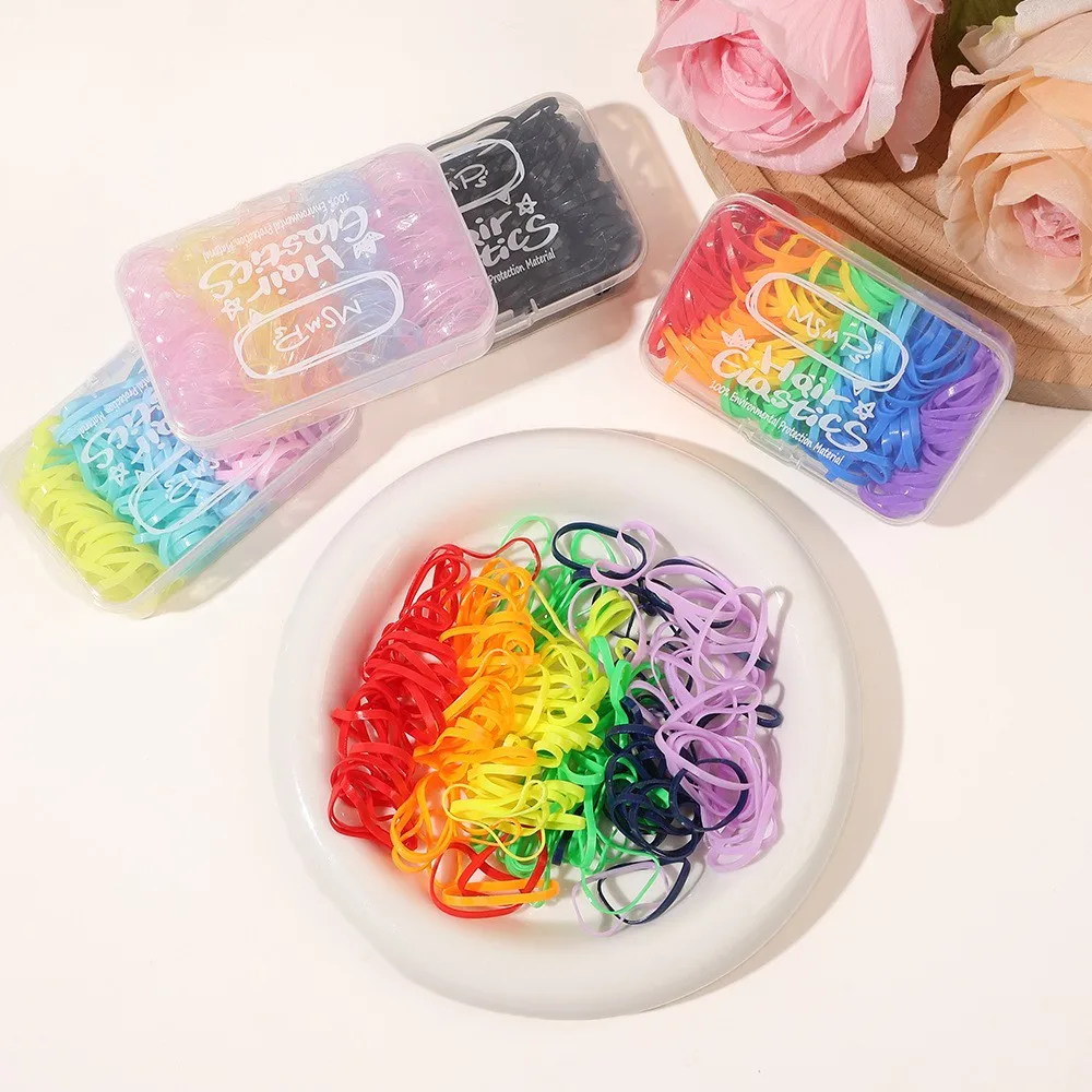 Cartoon Box Cute Girl Heart Disposable Hair Rope Candy Color Hair Circle Does Not Hurt  Rubber Band Children\'s Hair Accessories