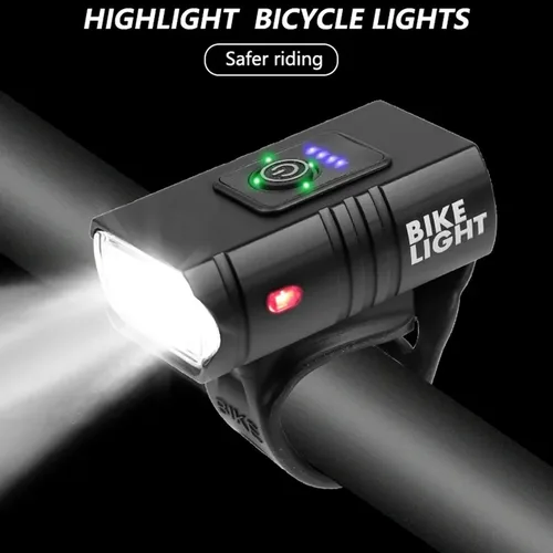 Nueva luz LED para bicicleta, 1000LM, pantalla de potencia recargable por USB, lámpara frontal para bicicleta de montaña y carretera, linterna, equipo de ciclismo