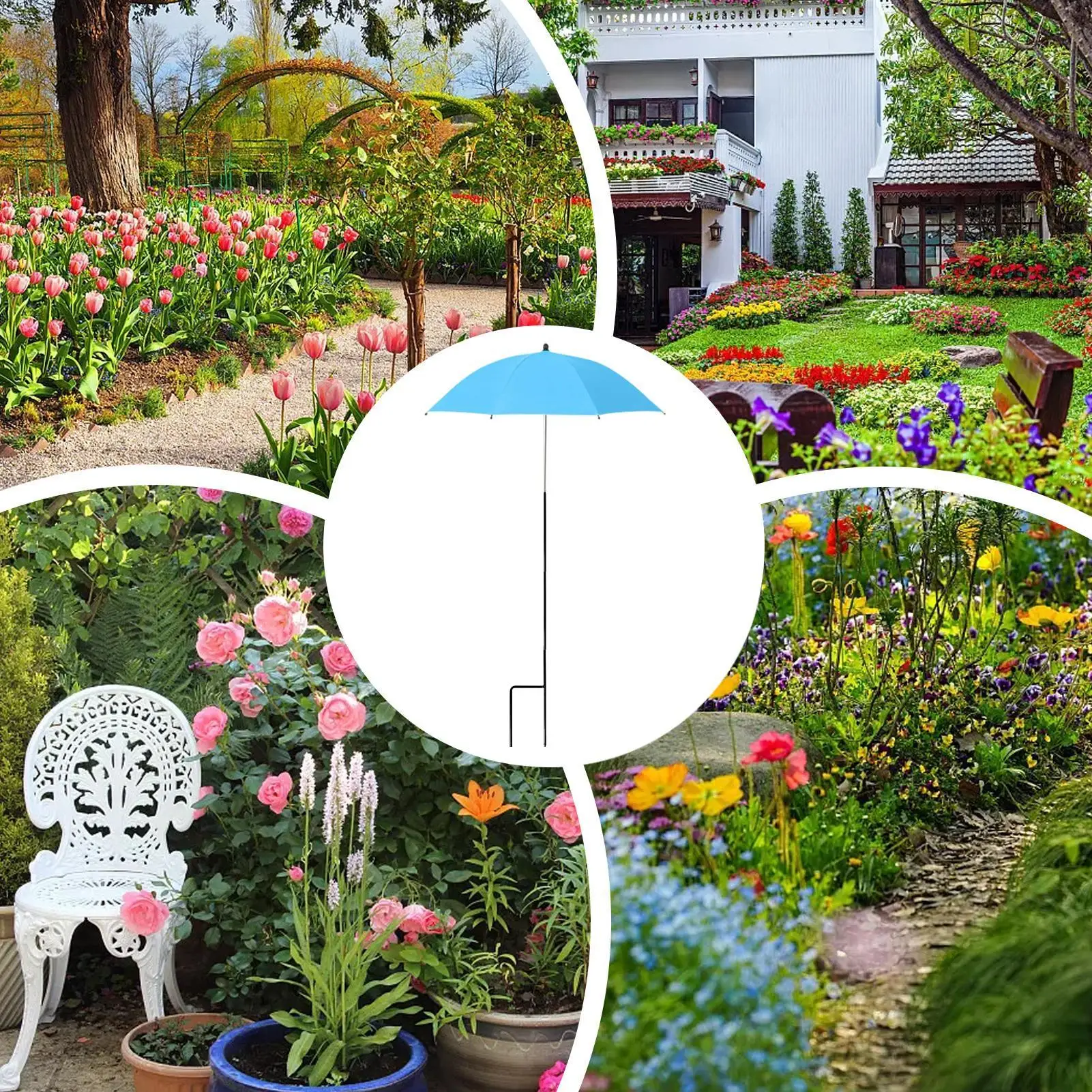

60cm Outdoor Plant Umbrella Shade Cover Adjustable Height Canopy Telescopic for Garden Lawn Patio Flowers Potted Yard Decor