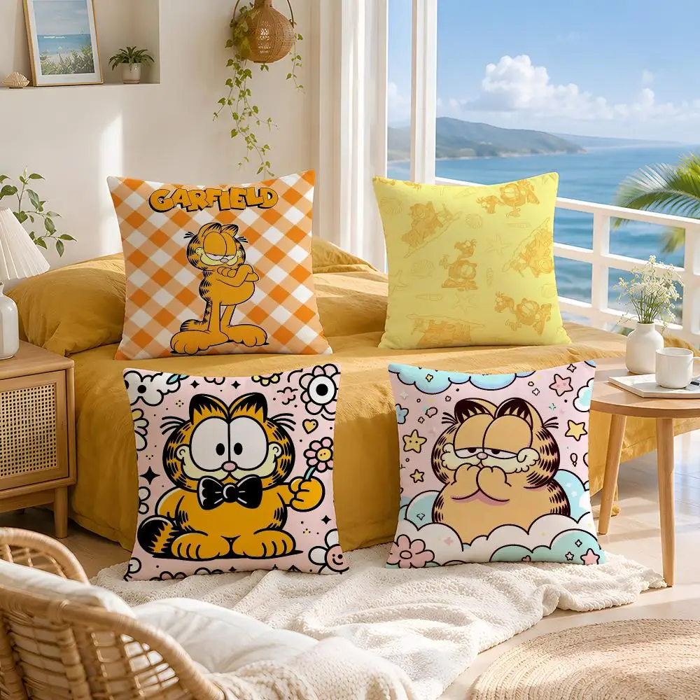 Character Garfield Cushion Cover Pillow Short Plush Fresh Natural Cushion for Living Room Sofa  Ornament Present Gift
