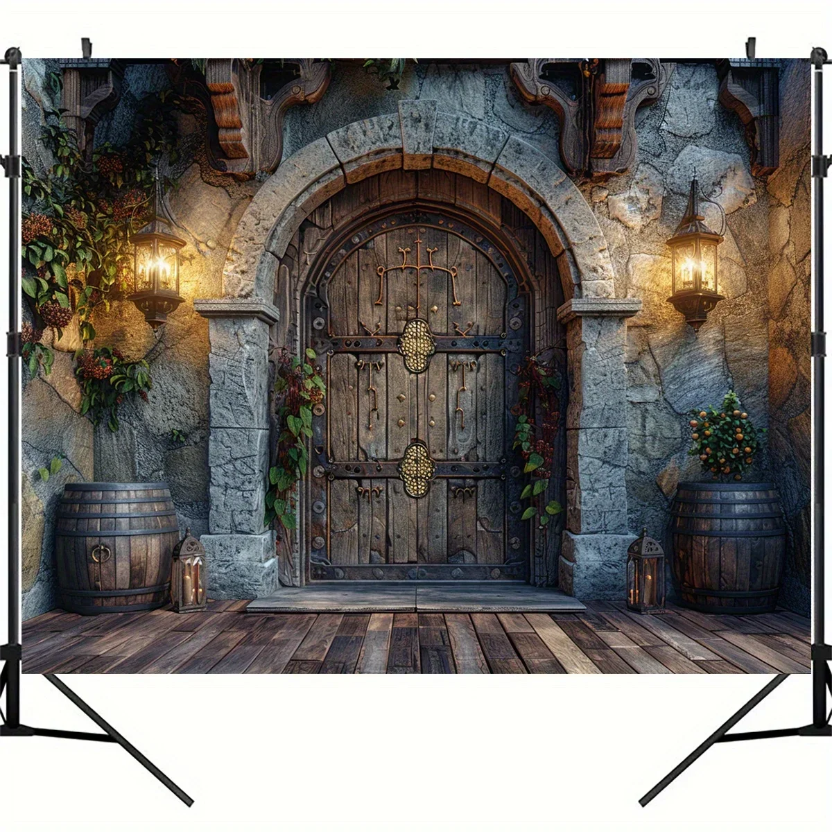 1pc Medieval Castle Background, Decorative Castle Wall Background, Kingdom Guardian VBS Medieval Theme Party Supplies