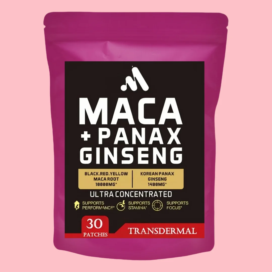 

30 Patches Organic Maca + Panaxgins Transdermal Patches with Black + Red + Yellow Peruvian Maca Root Extract
