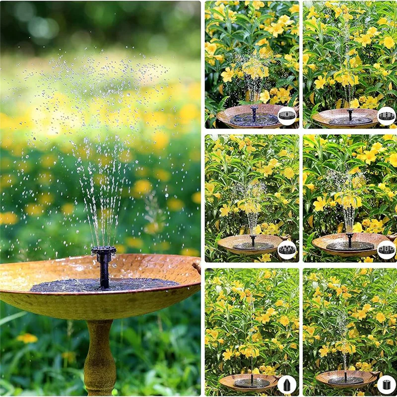 

A03F-2.5W Solar Fountain Pump 2SET, For Bird Bath Water Fountain, For Garden Pond Pool Pump With 8 Nozzles