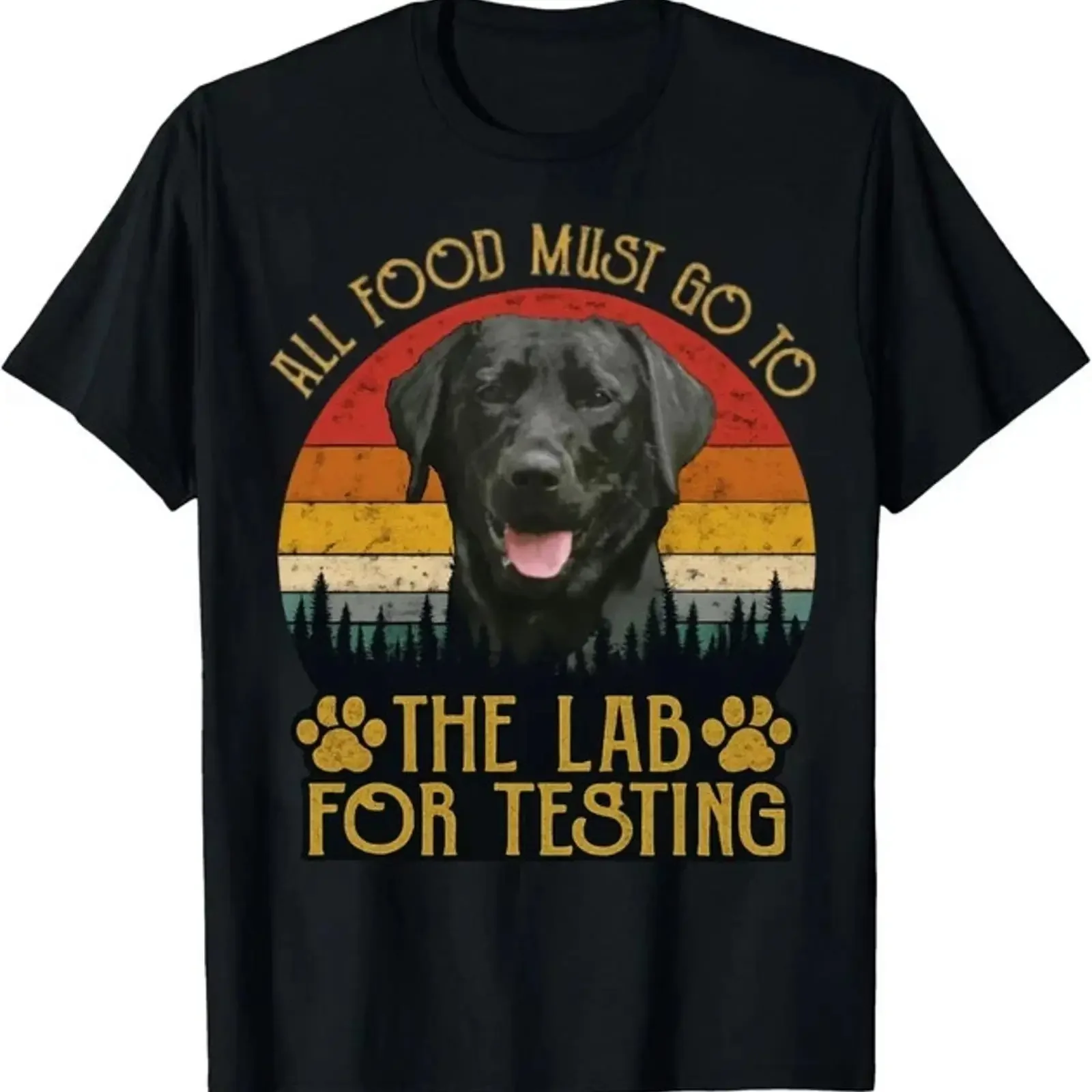 NUEVA Camiseta All Food Must Go To The Lab For Testing Labrador Retriever Regalo Perro vintage Washed Unisex Casual Breathable