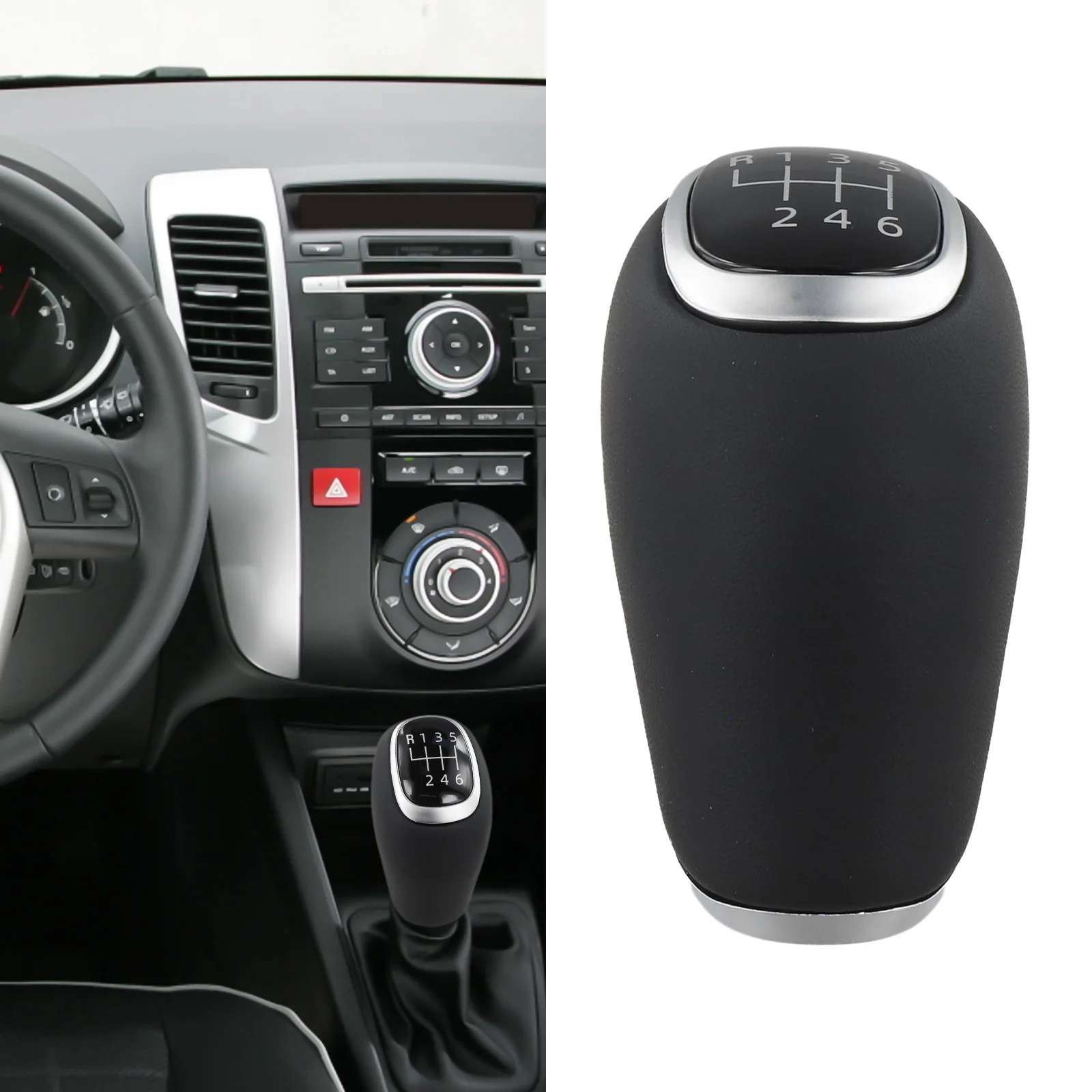 

1Pc 6-Speed Manual Gear Shift Knob For Kia Sportage Venga 2019 Black Plastic Replacement Shifter Handle Interior Parts