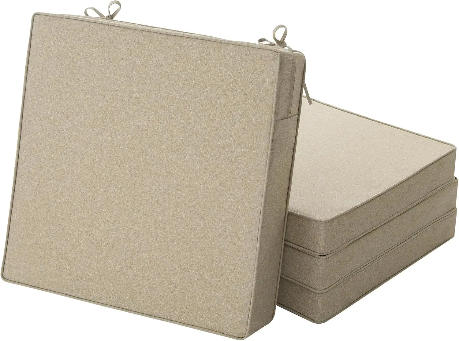 Water-Resistant & Fade-Resistant Outdoor Chair Cushions Set of 4, 19x19 inch, Non-Slip Patio Seat Pads with Ties, Removable Cover