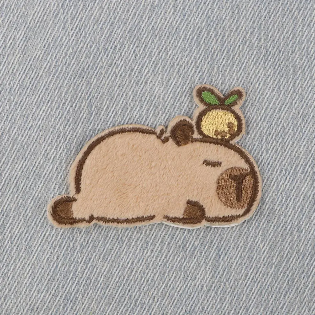 Cute Capybara Embroidered Magic Patch For Clothing T-shirt Bag Cool Patches On Clothes DIY Badges On Backpack 5PC/SET