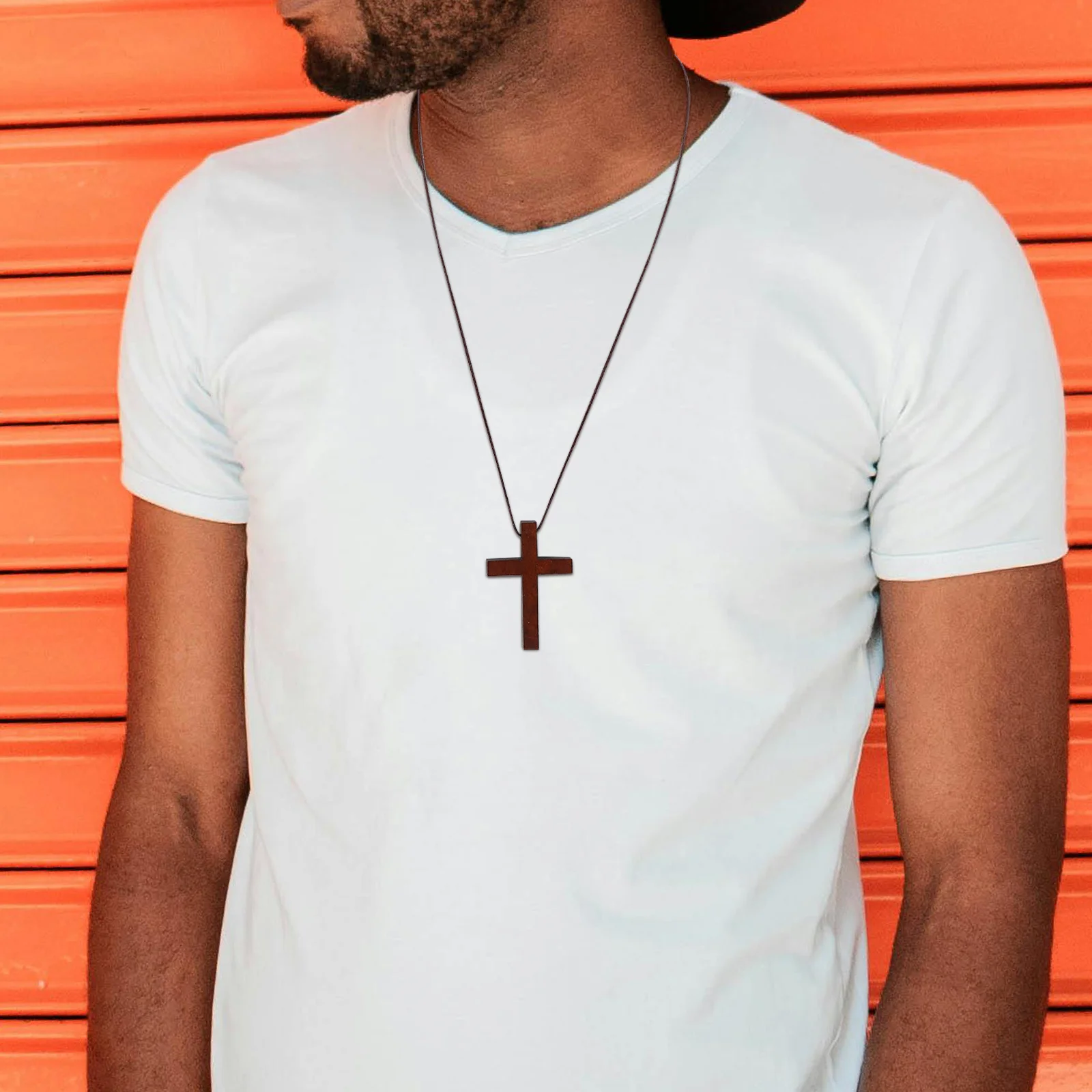 

20pcs Wooden Cross Pendant Necklace Walnut Finish For Women Men Church Christmas Car Mirror Hanging Decor Religious Jewelry