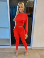 2023 New AutumnWomen's Pure Color Sports Waist Suit Fashion Casual Two-piece Set 6