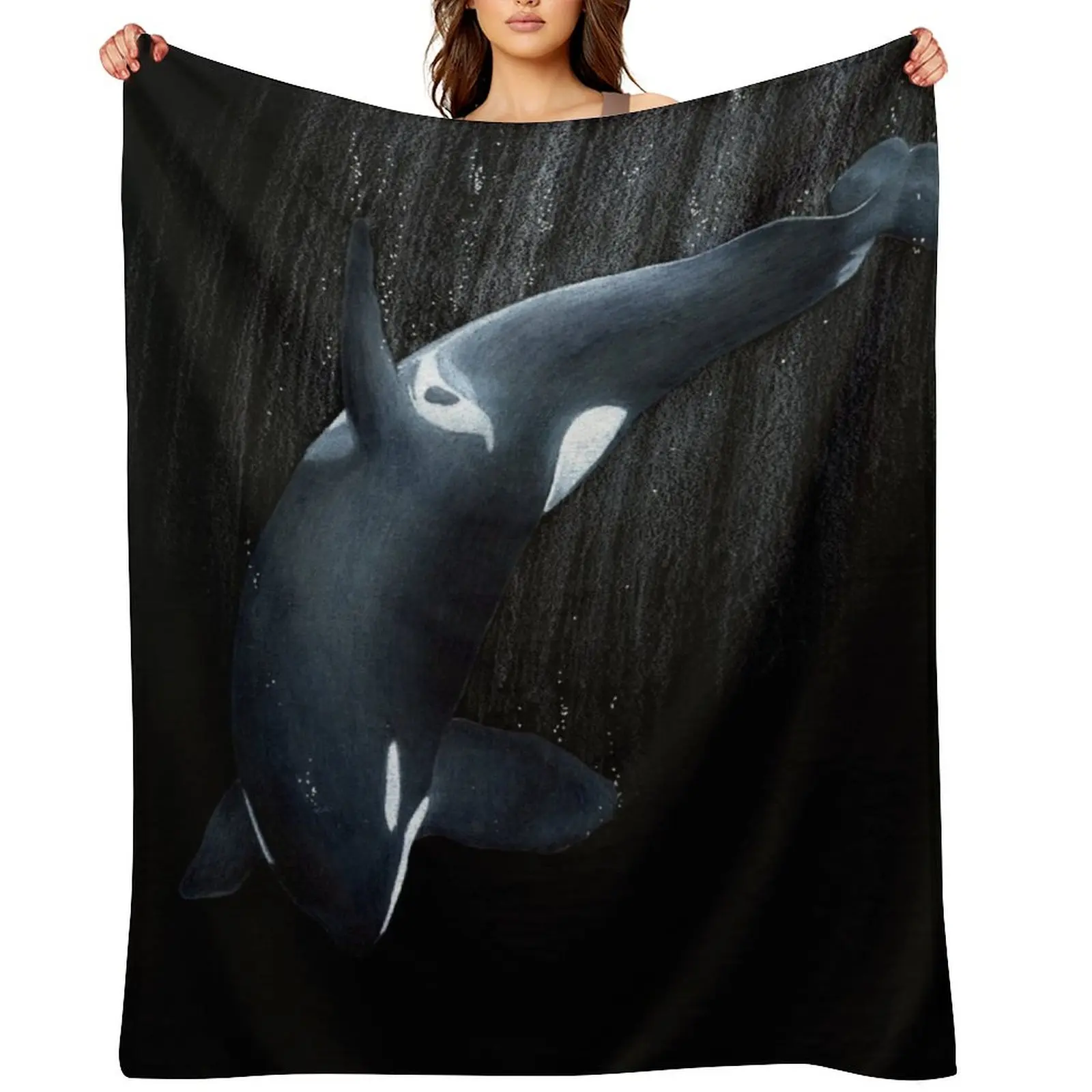

Into the Black - Orca Throw Blanket Designers Decorative Beds wednesday cosplay anime Blankets