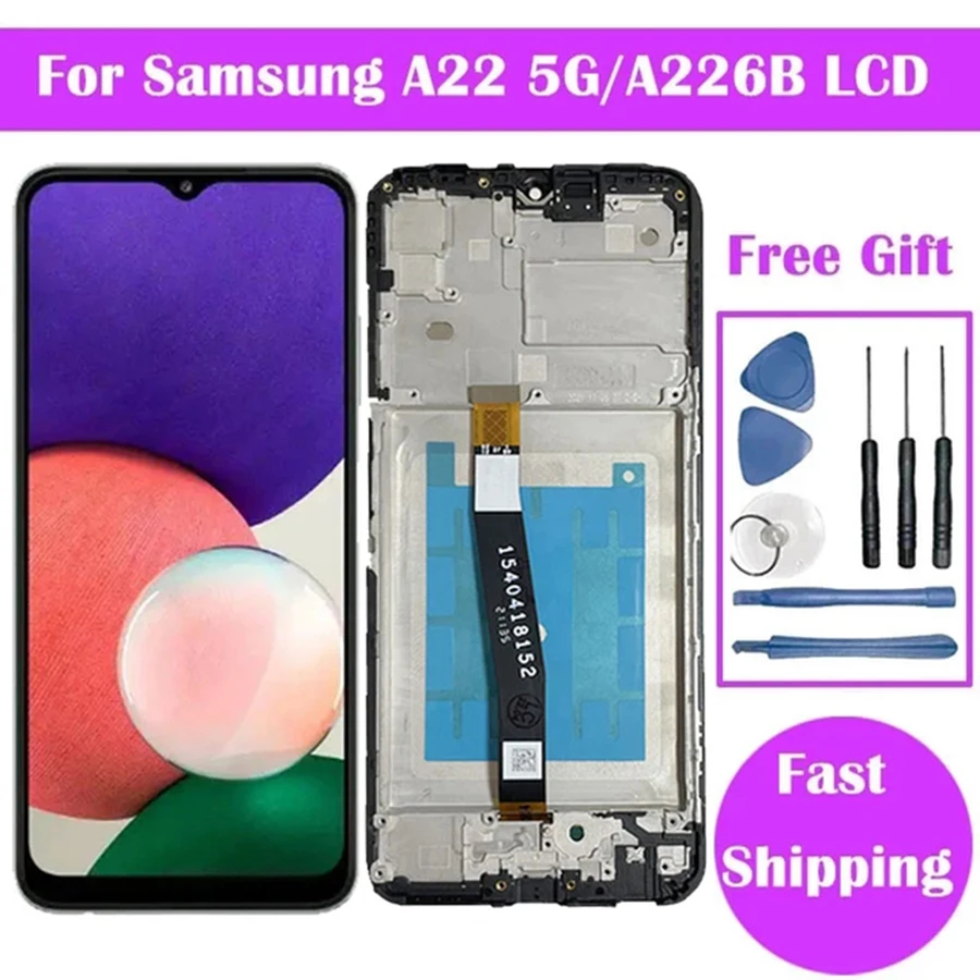 100% Test For Samsung A22 4G LCD SM-A225F Display Touch Screen Digitizer With Frame For Samsung A22 5G SM-A226B LCD Screen