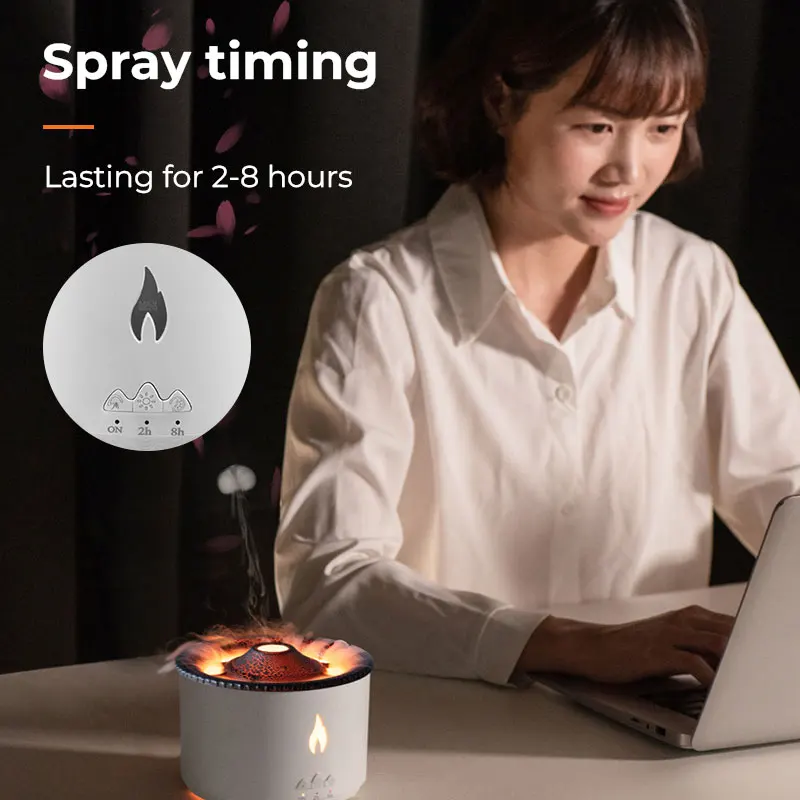 Air Humidifiers Flame Aroma Diffuser Jellyfish Smoke Ring Ultrasonic Essential Oil Humidifier 360ML For Home Air Freshener