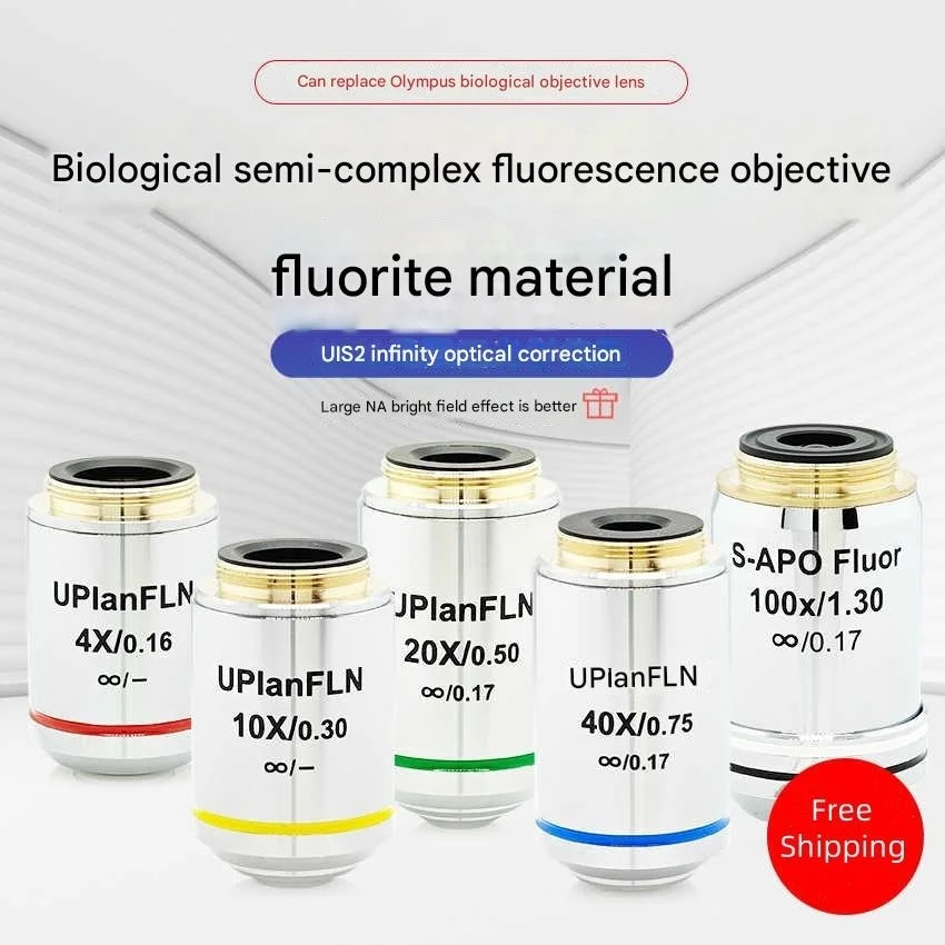 

Bio - fluorescence Objective Lens Suitable for Olympus UPlanFLN Universal Flat - field Semi - apochromatic Infinity 4x 10x 20x