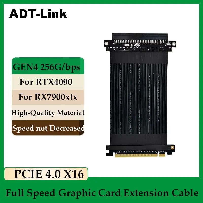 

ADT-Link PCIE 4.0 X16 Riser Кабель-удлинитель видеокарты ATX CASE GPU PCI Express 16X 4.0 GEN4 Экранированный удлинитель Riser